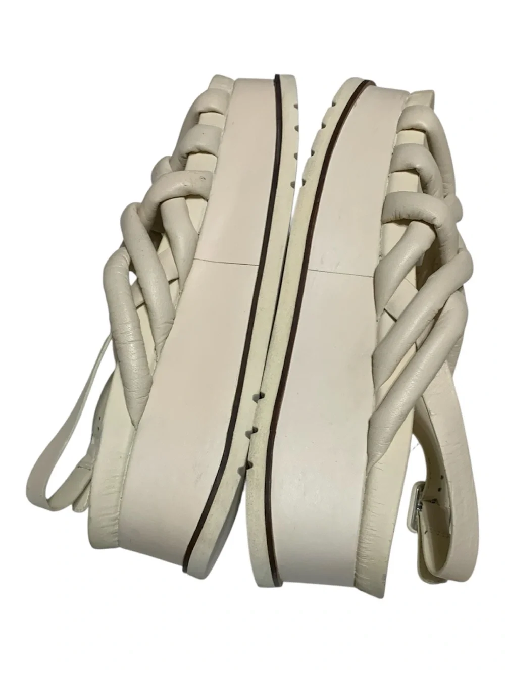 Elvio Zanon Cream Braided Platform Sandals